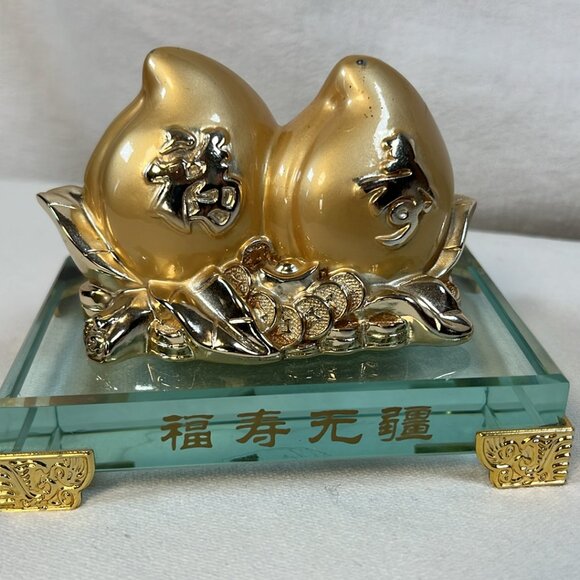 Other - Golden Peaches of Immortality Figurine Feng Shui Longevity and Immortality